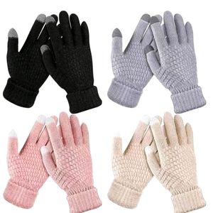 4 Pairs Women's Winter Touchscreen Gloves With Wool Lining Knit Gloves